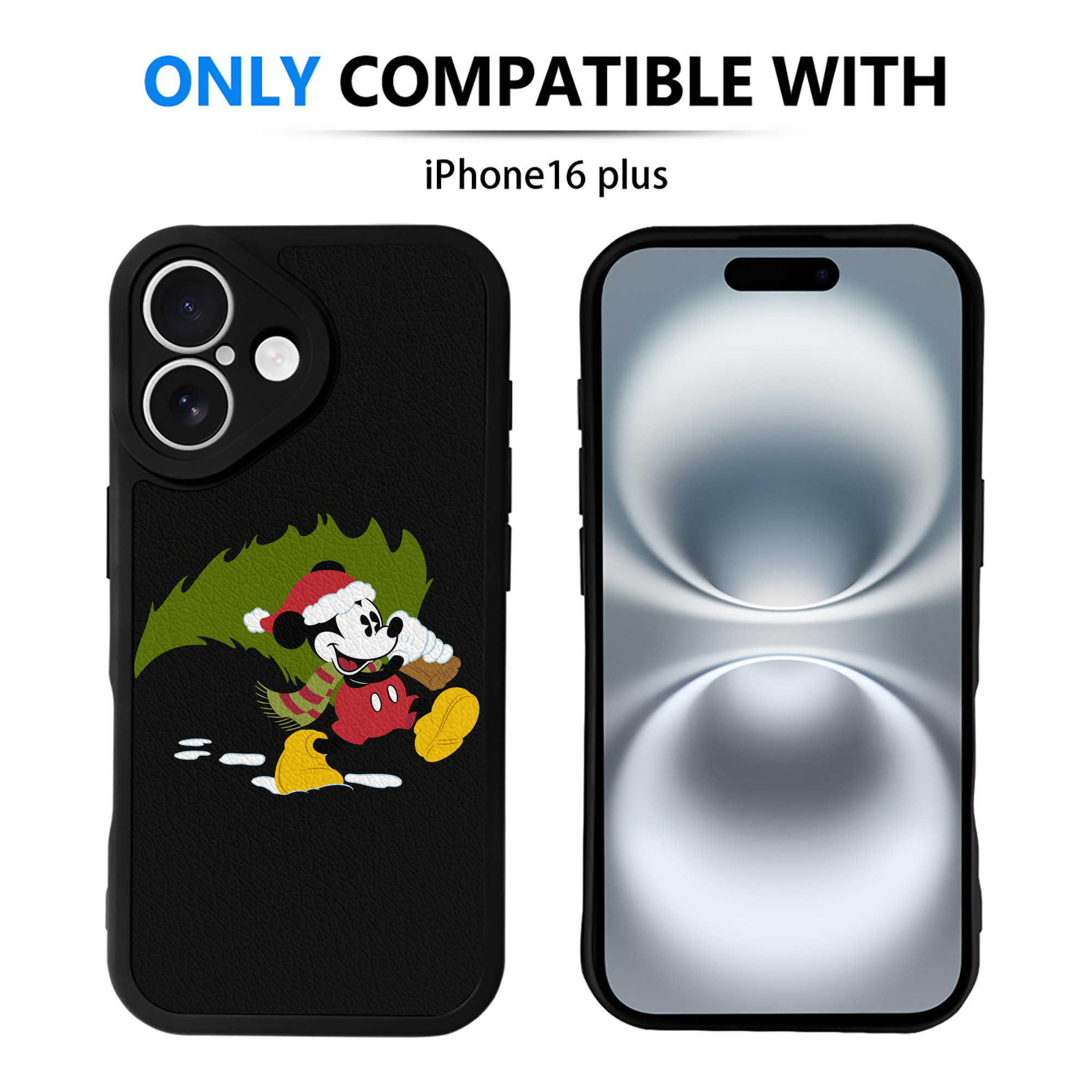 （画像用） ミッキーマウス Mickey Mouse 【iPhone 16シリーズ対応】シリコンスマホケース（レザー調） 材質：シリコン